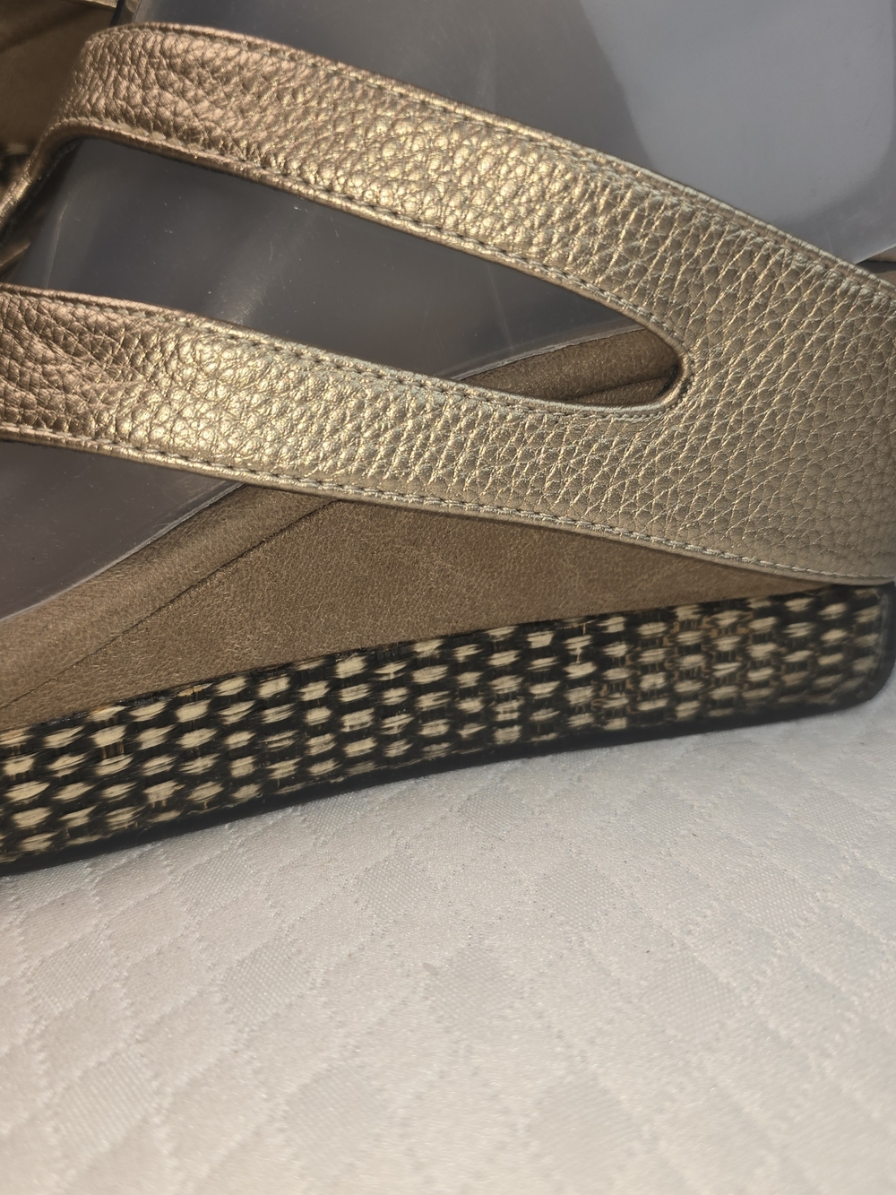 MODZORI WOMENS ZOEY 5 FLIPS REVERSABLE GOLD PEWTER THONG SANDAL WEDGE 9 - Picture 4 of 14
